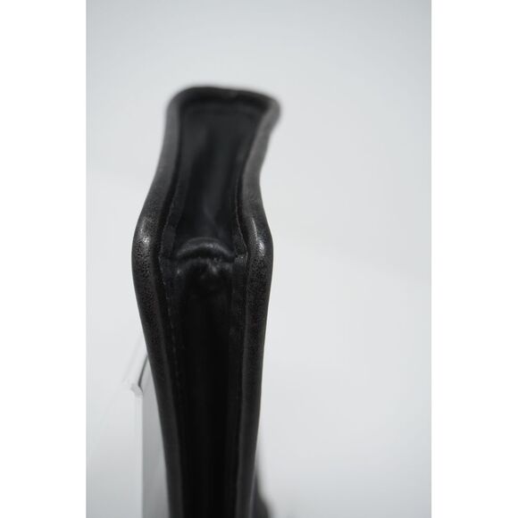 Coach Vintage Cosmetic Case Black Glove Tanned Leather Striped Canvas Lining - Picture 9 of 14